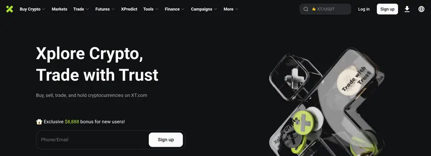 Главный экран XT.COM