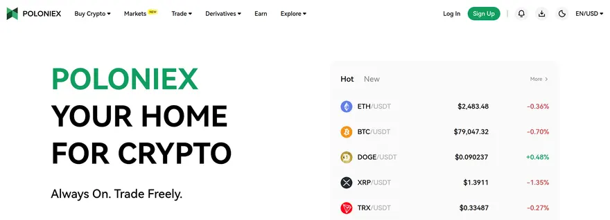 Главный экран Poloniex